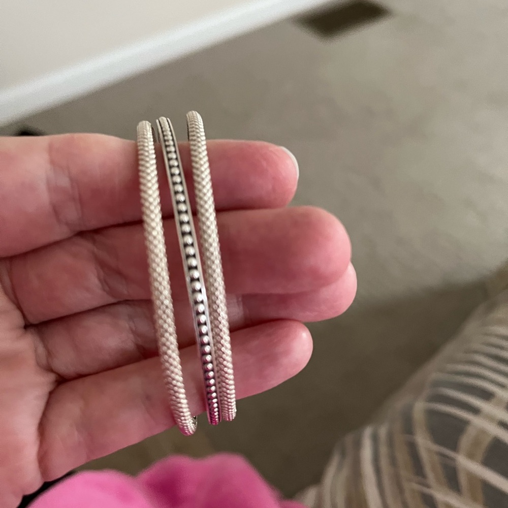 LAGOS Caviar Sterling Silver Three Bangle Set - Picture 9 of 16